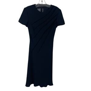 Vintage Kay Unger Short Sleeve Midi Dress Black Womens 8